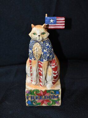 2003 Jim Shore Designs With Liberty and Justice for All Patriot Cat USA Figurine